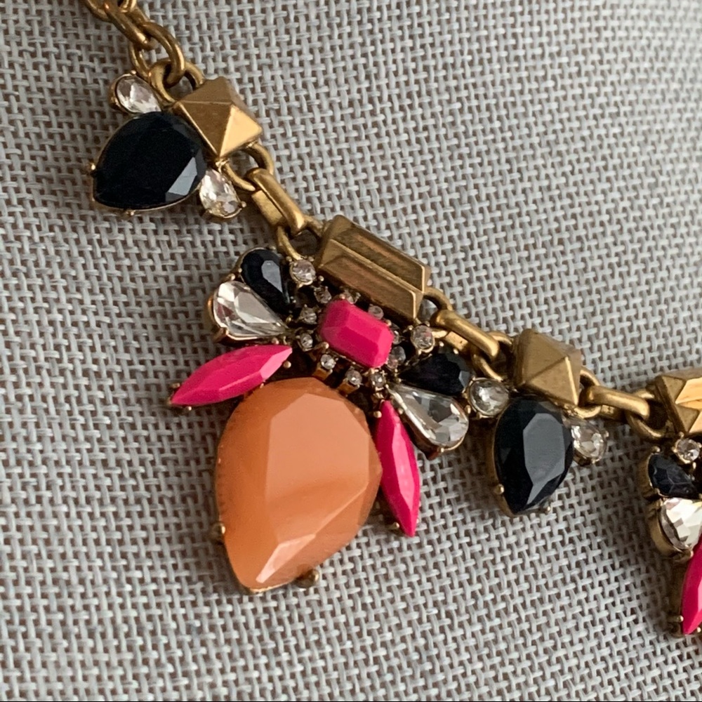 J Crew Statement Necklace Rhinestone Bib Colorful - Picture 10 of 16